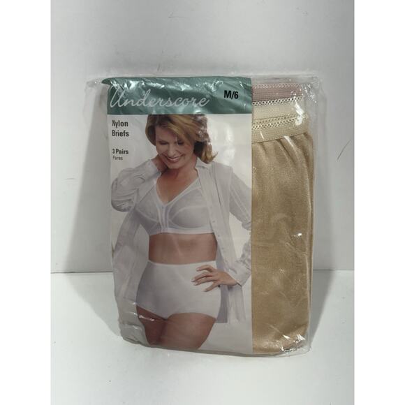 Underscore 3 Pack Womens Nylon Briefs Panties Natural/smoke/rose JCPenney Sz M/6 - Picture 1 of 4